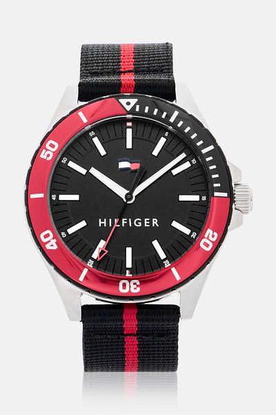 Tommy Hilfiger Men 1792010 Nylon Analog Watch 42 mm, Black