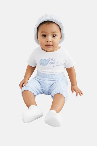 Rock A Bye Baby Boutique Toddlers Girl 2 Pieces Textured Romper And Bucket Hat Set, Multicolor