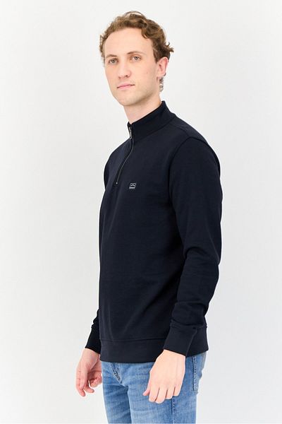 883 Police Men High Neck Brand Logo Long Sleeve Sweatshirt, Navy