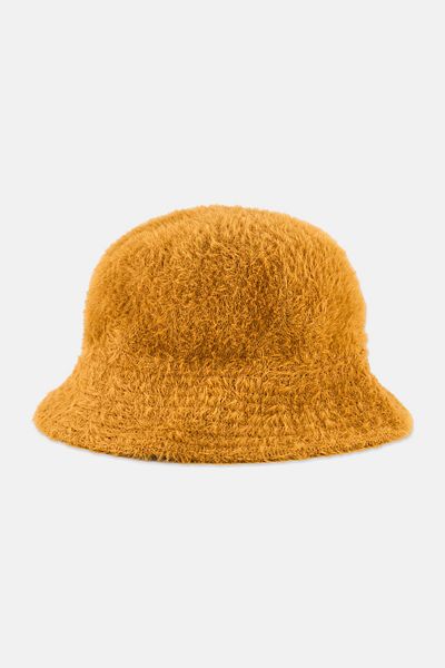 Monki Women Textured Bucket Hat, Brown