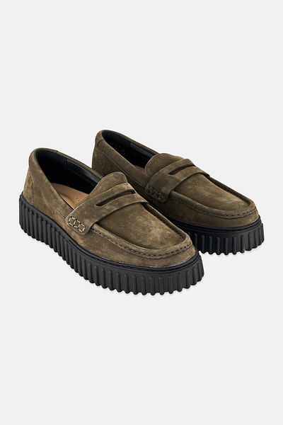 CLARKS Women Standard Torhill Penny Slip On Shoes, Dark Olive