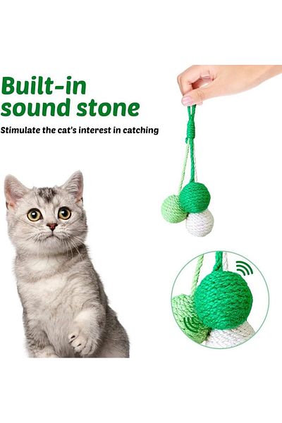 COOYA Cat Toy Sisal Ball, Tricolor Hanging Ball Handmade Cat Scratch Ball Interactive Toy For Indoor
