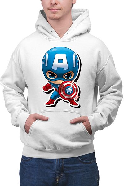 OEM Men's Hoodie Captain America Chibi Action Joe Simon Jack Kirby