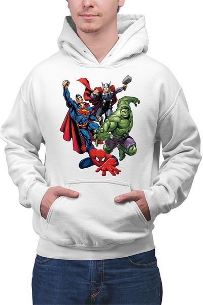 OEM Men's Hoodie Superman Hulk Spiderman Thor Avengers Total Action