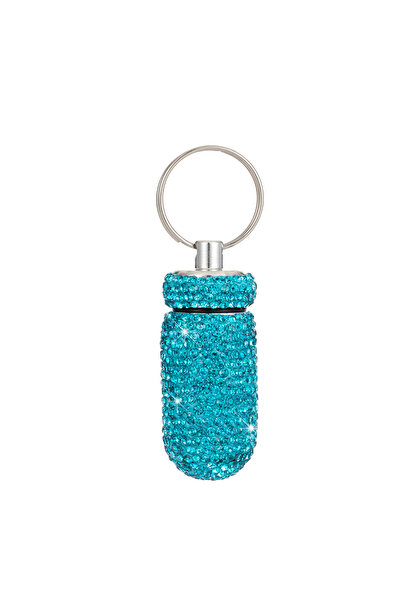 Choice5 علبة حبوب منع الحمل المحمولة من حجر الراين اللامع باللون الأزرق الفات...