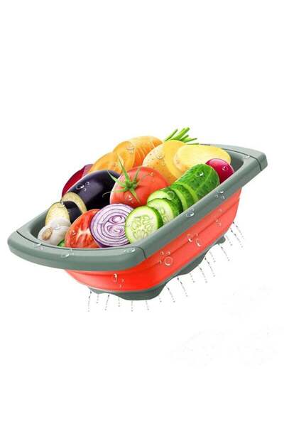 Yelajoy وعاء مطبخ قابل للطي، بمقبض تلسكوبي ومصفاة، مناسب للخضراوات والفواكه و...