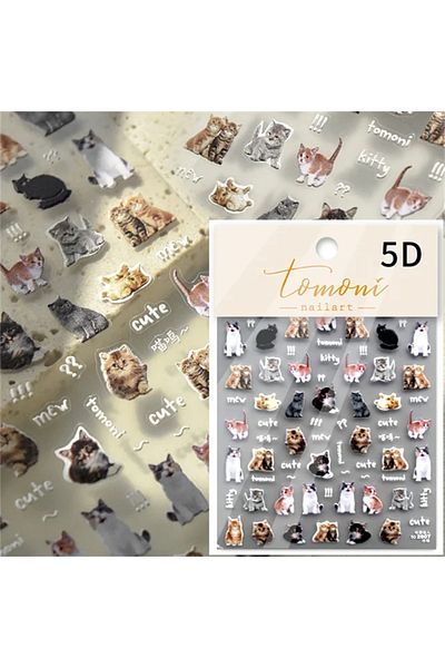 Choice 1PCS to2907 Lovely Cat Bunny Animal Flower Bow Tie 5D Relief Self Adhesive Nail Art Decoration Stic