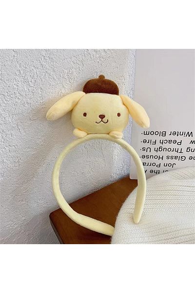 Choice1 Pompompurin B Sanrio Headband Kawaii Cinnamoroll Kuromi Melody Kitty Plush Bow Makeup Wash Hair Ring