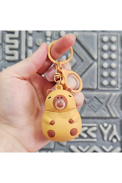 Choice 6 cm liaht yellow Capibara Keychain Relief Pinch Happy Cute Doll Couple Bag Accessory Chain Car Pend