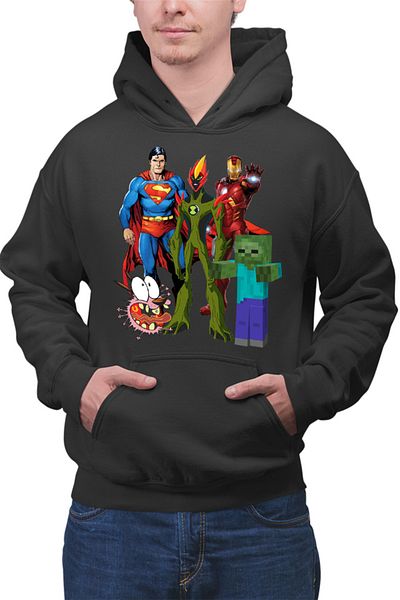 OEM Men's Hoodie Superman Minecraft Zombie Courage Ironman Ben10