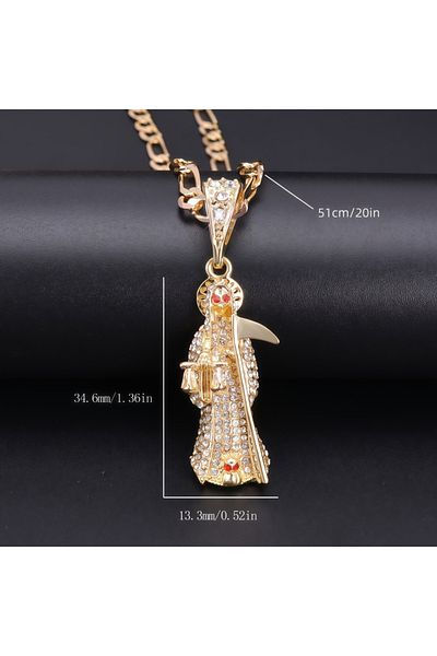 Choice White Stylish Santa Muerte Pendant Necklace - Unique Religious Jewelry
