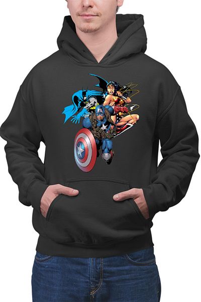 OEM Men's Hoodie Captain America Wonder Woman Batman Batmobile