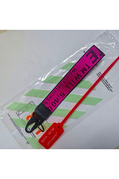 Choice VIOLET-PINK 26CM Striped Canvas Embroidery Letter Keychain with Release Switch, Fashion Key Ring for