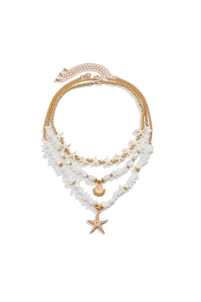 Choice mixed color-23 PuRui Bohemia 3Pcs/Set Imitation Pearl Star Chains Necklace Women Adjustable CCB Meta