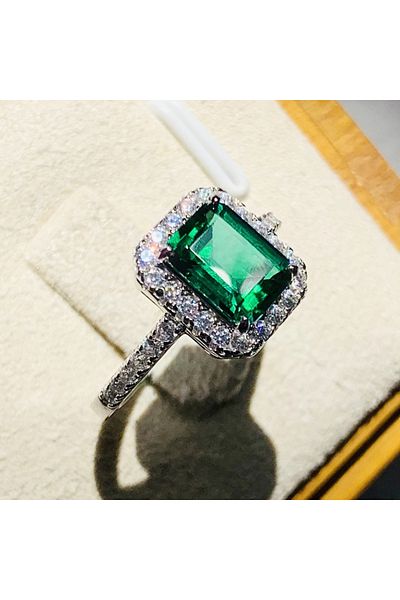 Choice 8 Q506 Huitan Square Green CZ Women Rings Luxury Accessories for Anniversary Party Temperament Elega