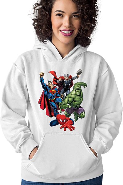 OEM Women's Hoodie Superman Hulk Spiderman Thor Avengers Total Action