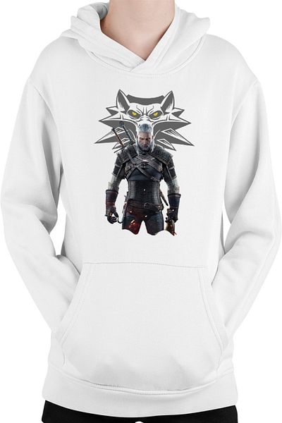 OEM Witcher Wild Hunt Wolf Silver Armor Medieval Kids Hoodie