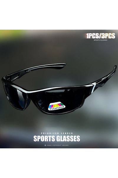 Choice C1 Black 1/3 件 Polarized Sports Sunglasses Wrap-Around Pc Frame Outdoor Fishing Bicycle Mountaineeri