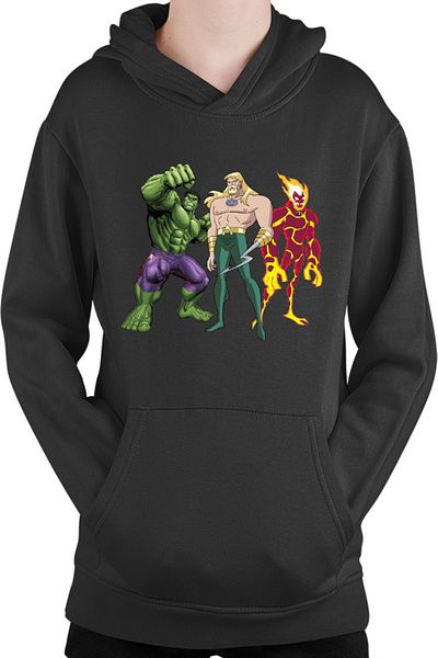 OEM Kids Hoodie Aquaman Cartoon Ben10 Fire Monster Hulk Green