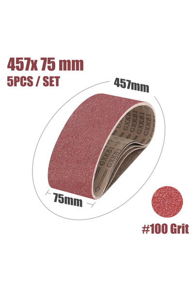 Choice4 5 قطع من أحزمة الصنفرة CMCP 75x457 مم، حبيبات 100، و5 قطع من أحزمة ال...