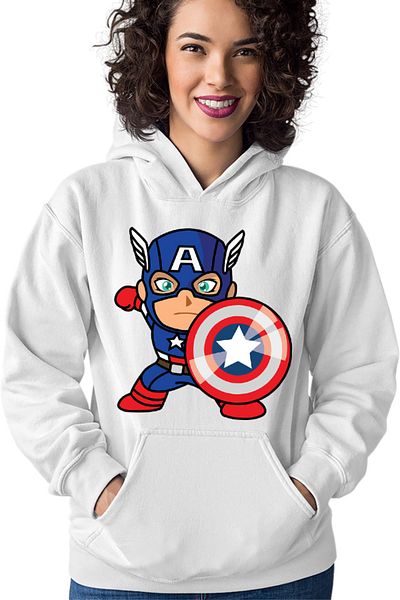OEM Women's Hoodie Captain America Chibi Steve Rogers Top Secret
