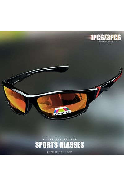 Choice C2 Red 1/3 件 Polarized Sports Sunglasses Wrap-Around Pc Frame Outdoor Fishing Bicycle Mountaineering