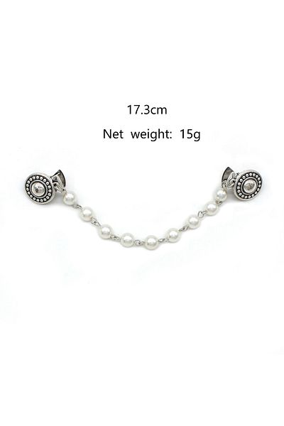 Choice 07 Vintage Flower Chain Cardigan Clip Retro Tassel Buckles Cloak Shirt Collar Brooch Pin for Men Wom