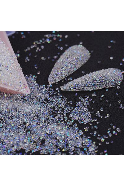 Choice Clear AB 9900 Pieces Nail Crystal Miniature Nail Beads 1.3mm Mini Glass Rhinestone Nail Nail Art Acc