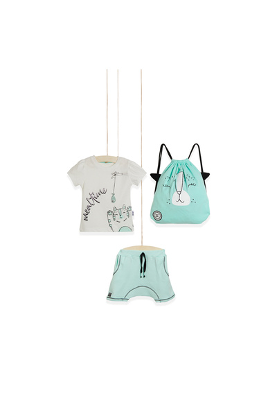 Wogi Çanta + Tişört + Şort Kız Çocuk Takımı