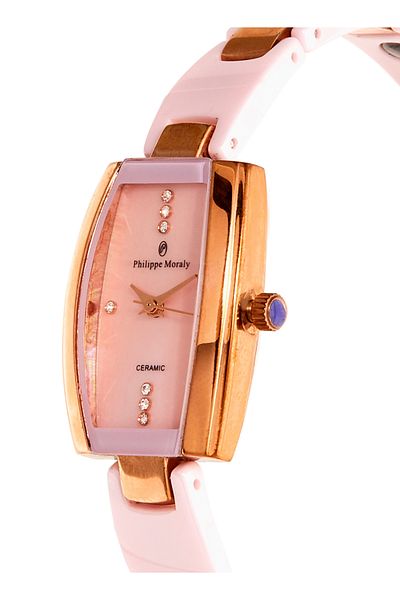 Philippe Moraly Women Water Resistant Ceramic Analog Wrist Watch M1122RPPP