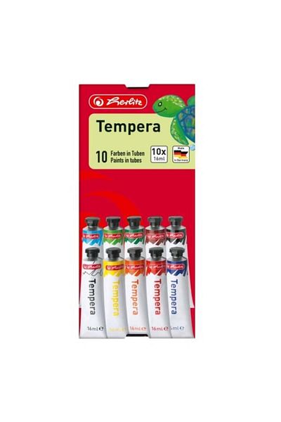 Herlitz Tempera Paint, Set of 10 Colors, Material Liquid Paint, 16 ml/Color