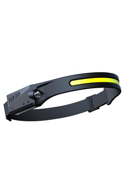 Hurtel Latarka czołowa czołówka LED z czujnikiem ruchu IPX4 USB-C 1200 mAh czarna