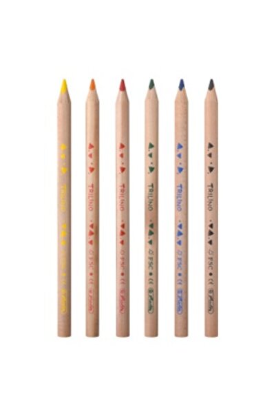 Herlitz Creioane colorate Trilino, set de 6, culori asortate, material lemn, secțiune triunghiulară