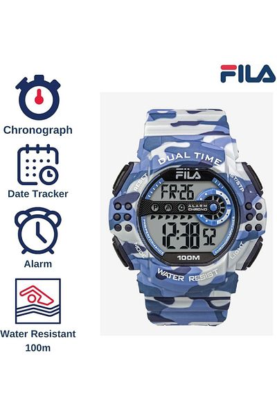 Fila Adult Unisex Digital Watch, Blue 38-171-001, 52 mm