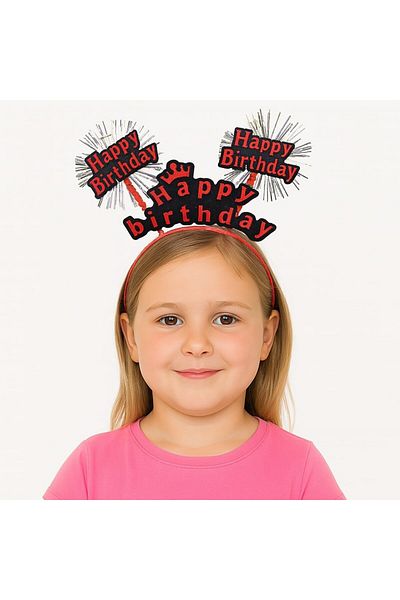 MarDyHome Red Crown for Birthday Celebration – Party Crown with Sparkling Writing