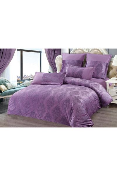 OEM Double Bed Linen, Velvet, 6 Pieces, 2 People, Uni, 230x250cm, Purple