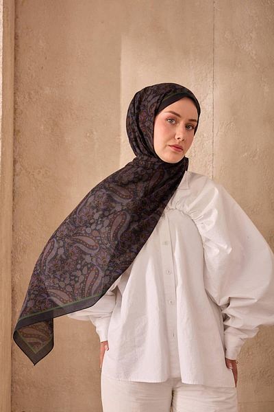Mahal Silkhome Stripe Edge Shawl Patterned Nariya Shawl