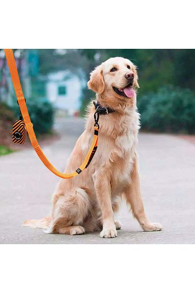 Amai Keto dog leash, nylon, orange/white/black, 106-140 cm
