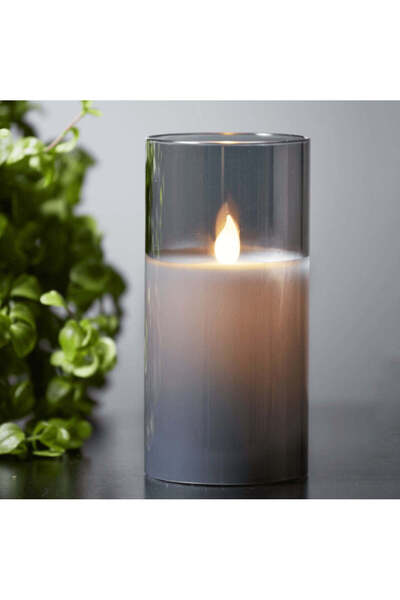 OEM Lumânare LED 7,5 x 10 cm SMOKY alimentată cu baterii, pornire/oprire, cro...