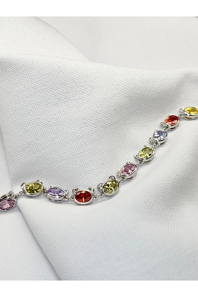 Sumen Butik Xuping Colorful Stone Silver Color Bracelet Aabb102