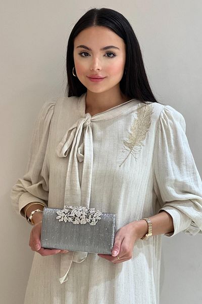Mahal Flower Patterned Closure Lockable Evening Dress Bag