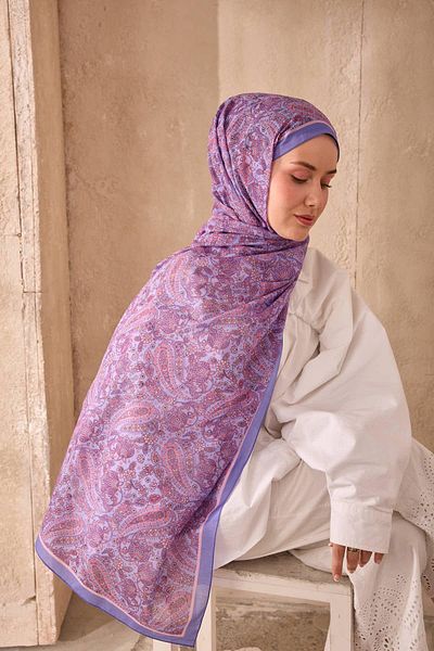 Mahal Silkhome Stripe Edge Shawl Patterned Nariya Shawl