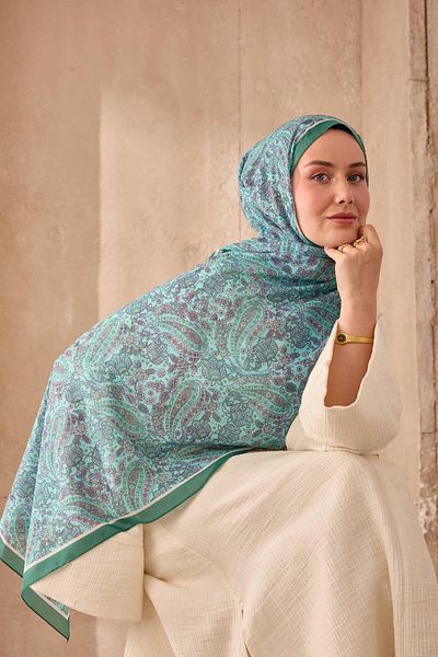 Mahal Silkhome Stripe Edge Shawl Patterned Nariya Shawl