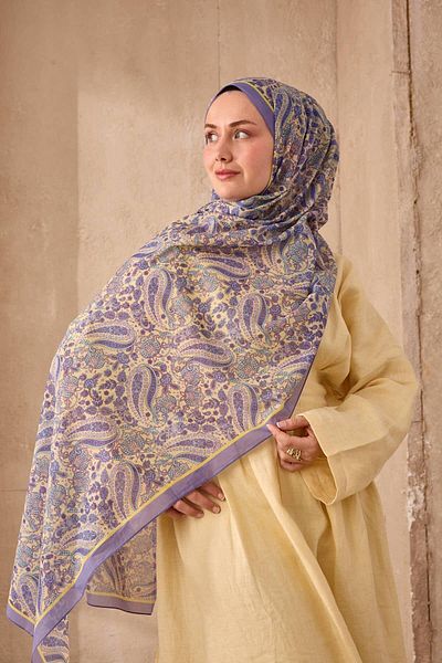 Mahal Silkhome Stripe Edge Shawl Patterned Nariya Shawl
