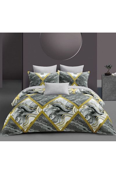 OEM Bed Linen, Satin Cotton, 4 Pieces, 2 People, Marble Print, 180x200cm, Multicolor