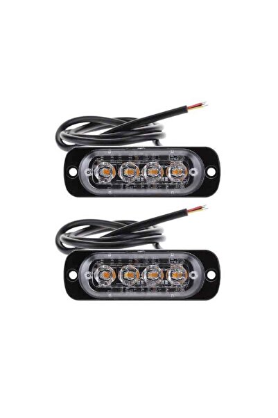 BGRJ Automotive 4 lumini stroboscopice LED, lumini de avertizare galbene, 7 j...