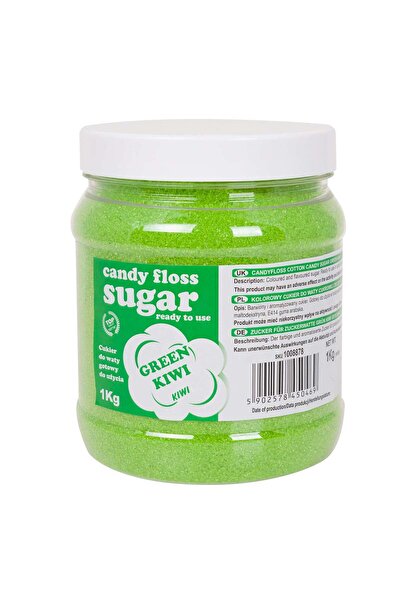 GSG24 Zahăr colorat din vată de zahăr, verde, aromă de kiwi, 1 kg