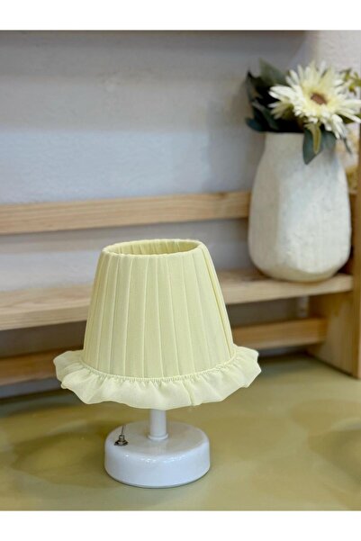 Maison Avf Butter Yellow - Sarı Osmanlı Ipeği Fırfır Işlemeli Kablosuz Masa L...