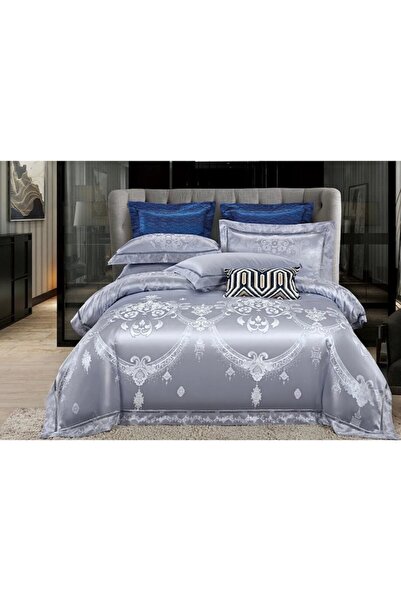 OEM Double Bed Linen Set, 6 Pieces, Jacquard, 2 Persons, 240x250cm, Grey