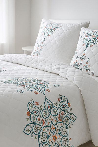 Mislina Home Canary Single Quilted Filled Pique 4 Seasons Baklava Dsn | Pillow Case Gift |   160X230Cm